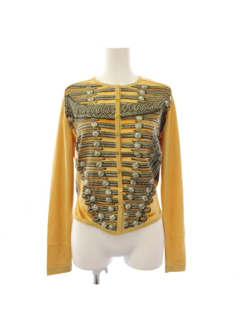 Hermes Sellier Silk Cardigan Knit Napoleonic Scarf Pattern Brandenburg Ornament